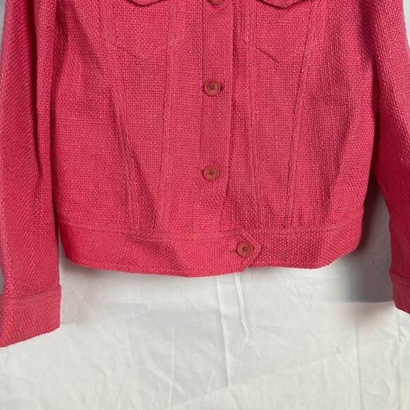 IRO Felicity Cotton Stretch Tweed Boucle Textured Knit BlazerJacket Pink size 10 - Picture 6 of 16